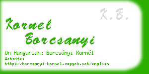 kornel borcsanyi business card